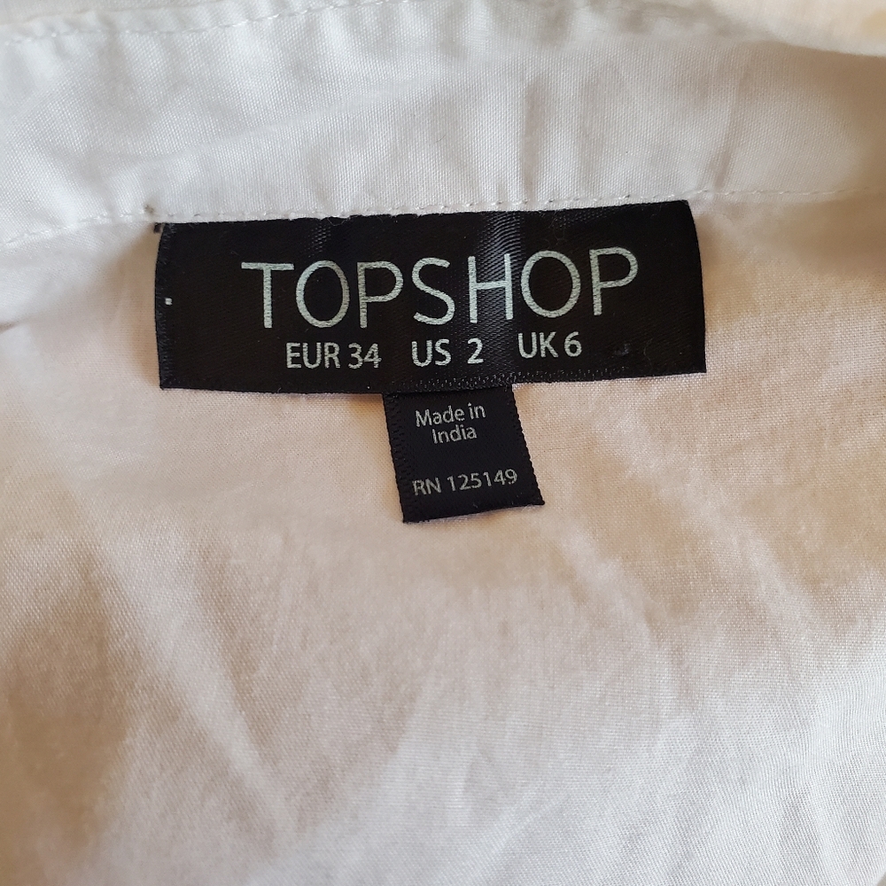 Topshop White Frilled Blouse w Bell Sleeves - Picture 5 of 5